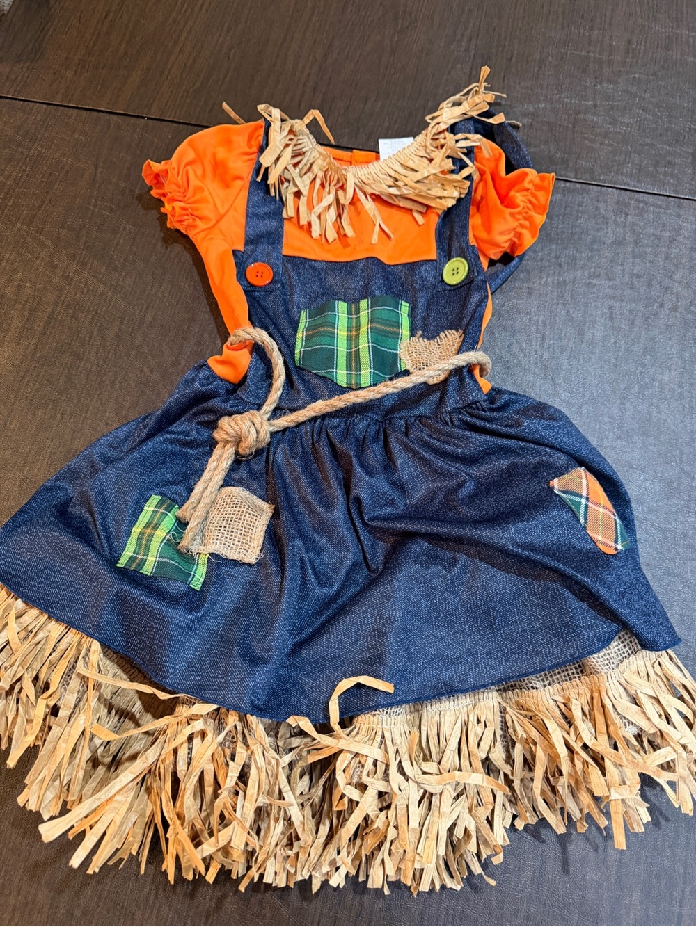 Kids Orange and Navy Scarecrow Costume Dress Sz M (7-8)